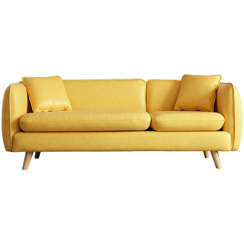 Tuxedo Arm Sofa 25.2" H Simple Faux Leather Cushions Seating