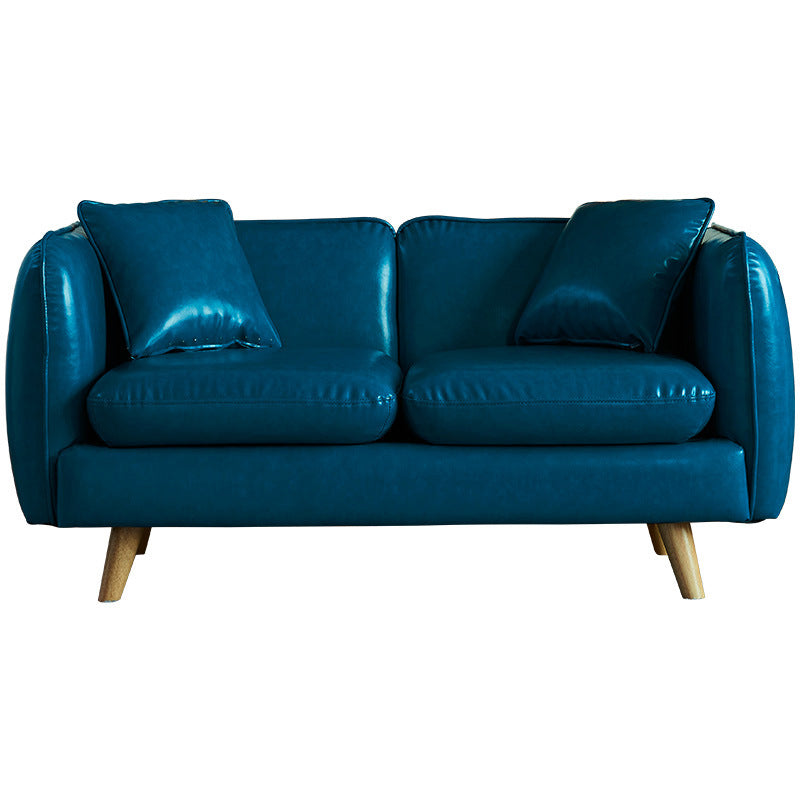 Tuxedo Arm Sofa 25.2" H Simple Faux Leather Cushions Seating