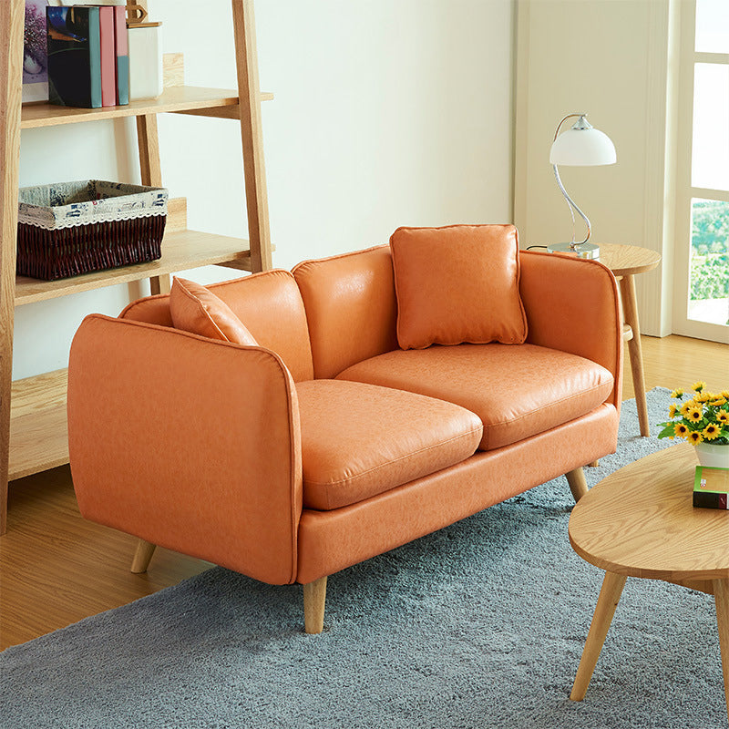 Tuxedo Arm Sofa 25.2" H Simple Faux Leather Cushions Seating