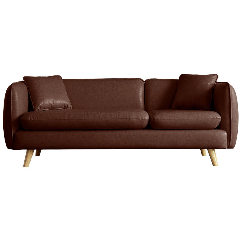 Tuxedo Arm Sofa 25.2" H Simple Faux Leather Cushions Seating