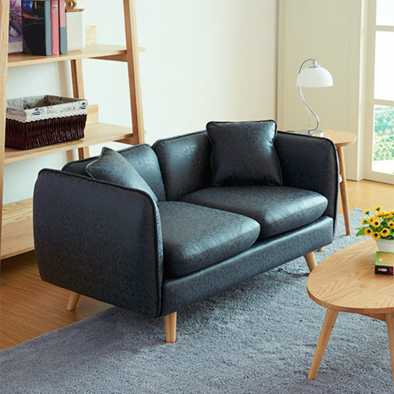 Tuxedo Arm Sofa 25.2" H Simple Faux Leather Cushions Seating
