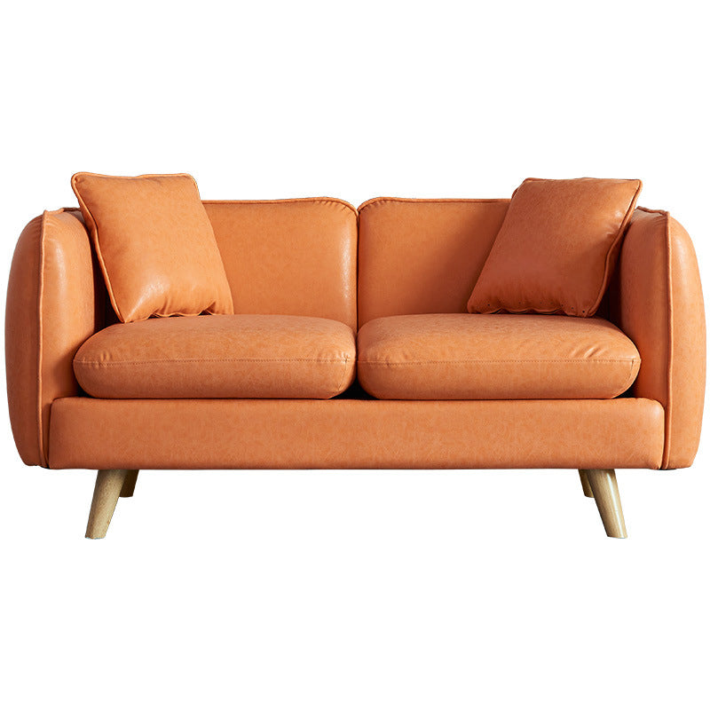 Tuxedo Arm Sofa 25.2" H Simple Faux Leather Cushions Seating