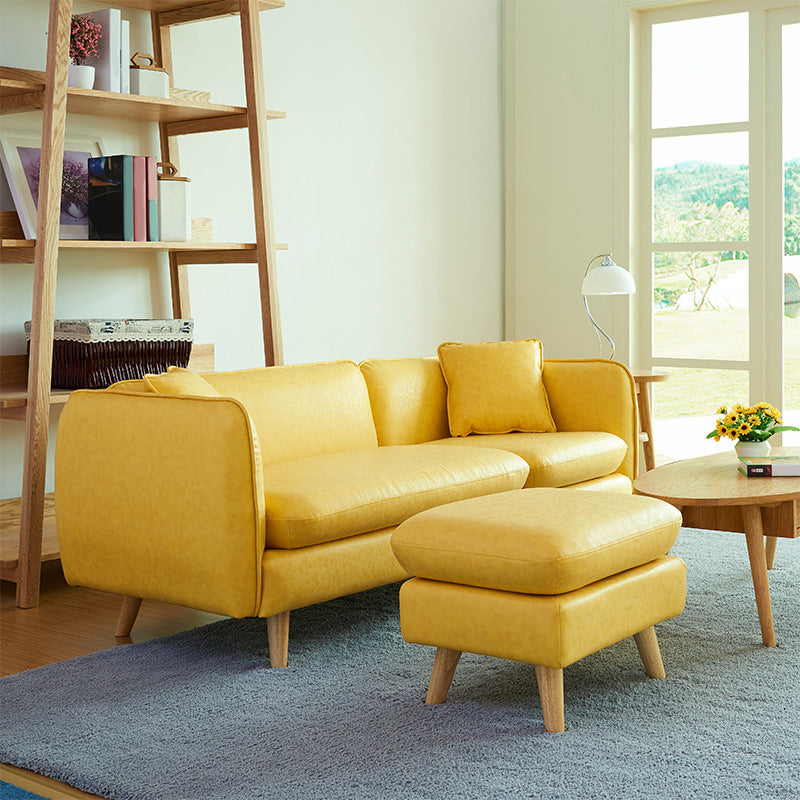 Tuxedo Arm Sofa 25.2" H Simple Faux Leather Cushions Seating