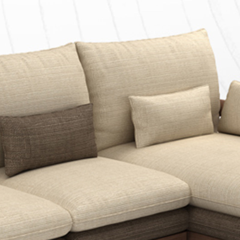 Flared Arm Sectional Sofa, Removable Cushions with Wooden Legs