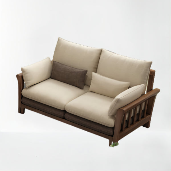 Flared Arm Sectional Sofa, Removable Cushions with Wooden Legs