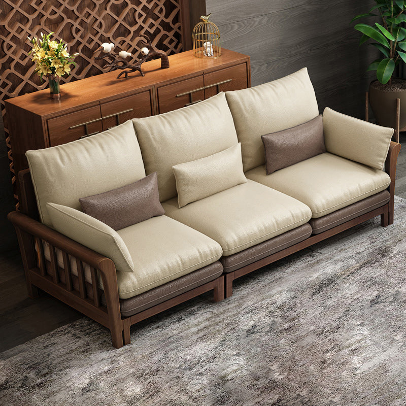 Flared Arm Sectional Sofa, Removable Cushions with Wooden Legs