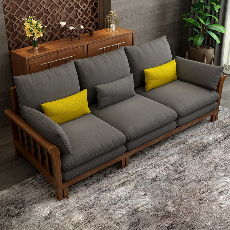 Flared Arm Sectional Sofa, Removable Cushions with Wooden Legs