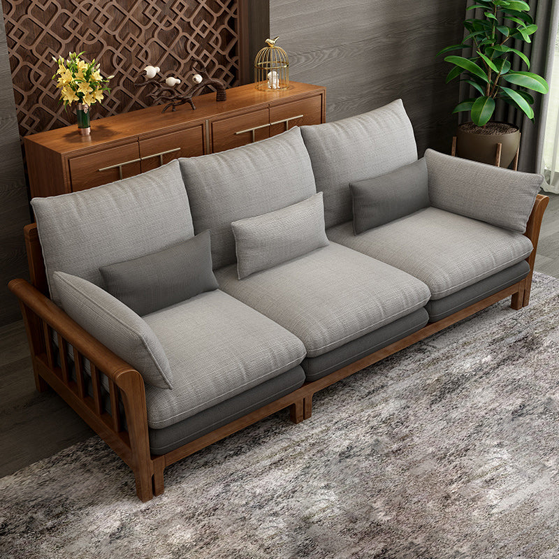 Flared Arm Sectional Sofa, Removable Cushions with Wooden Legs