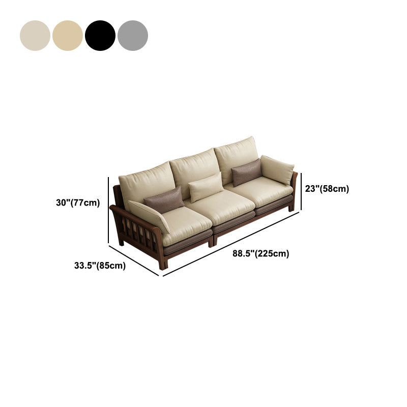 Flared Arm Sectional Sofa, Removable Cushions with Wooden Legs