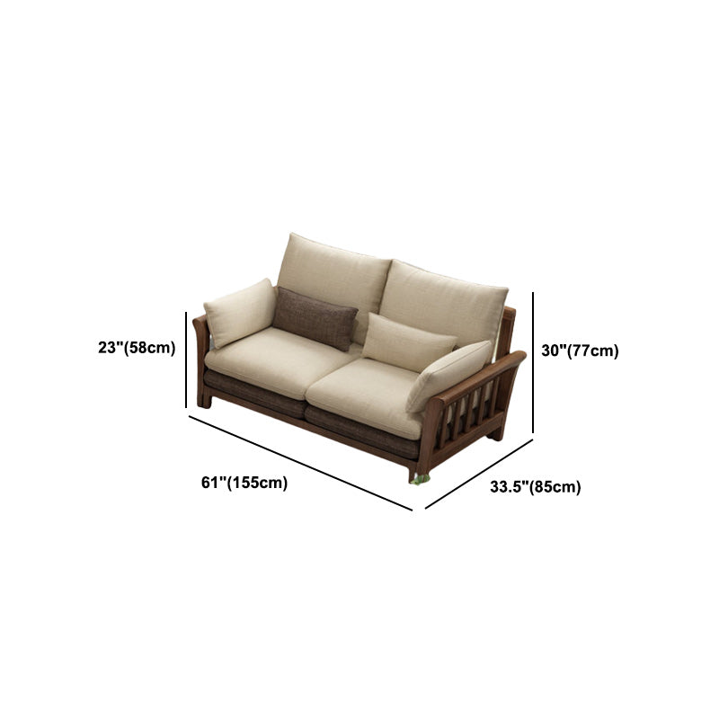 Flared Arm Sectional Sofa, Removable Cushions with Wooden Legs