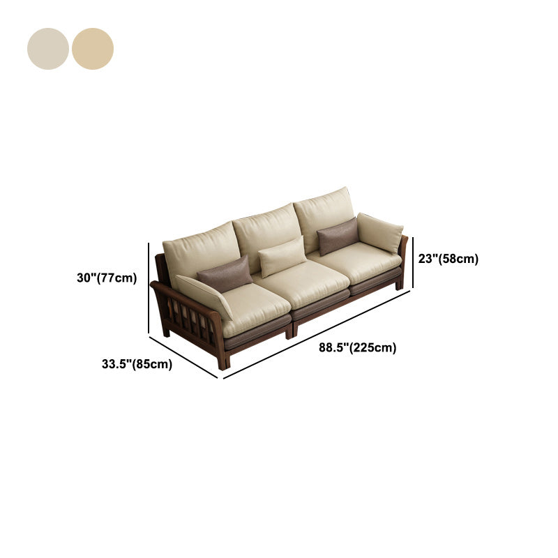 Flared Arm Sectional Sofa, Removable Cushions with Wooden Legs