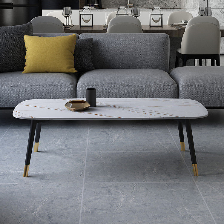 Glam Slate Coffee Table 4 Legs Rectangular Cocktail Table for Home
