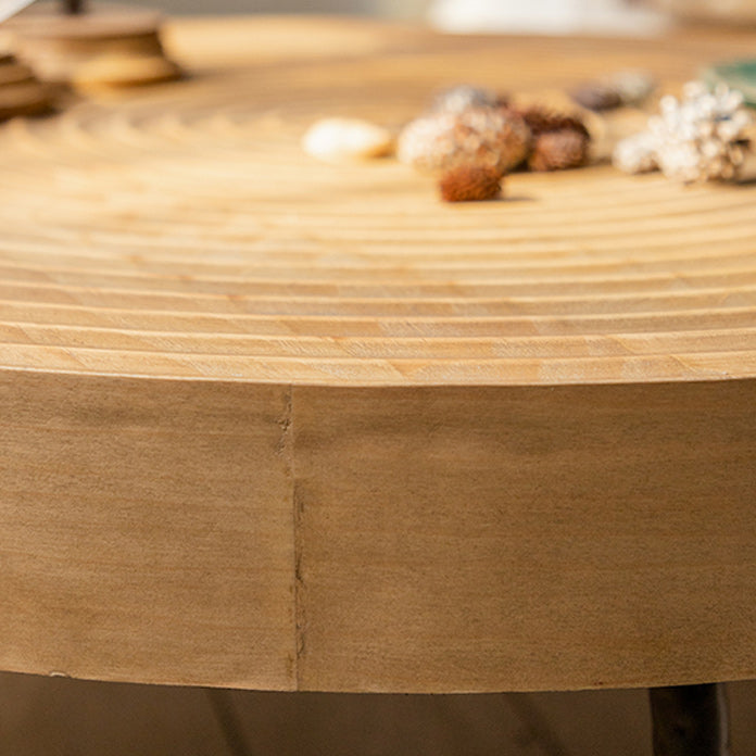 Scandinavian 4 Legs Cocktail Table Round Wooden Coffee Table for Home