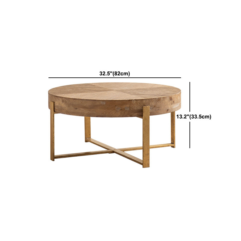 Scandinavian 4 Legs Cocktail Table Round Wooden Coffee Table for Home