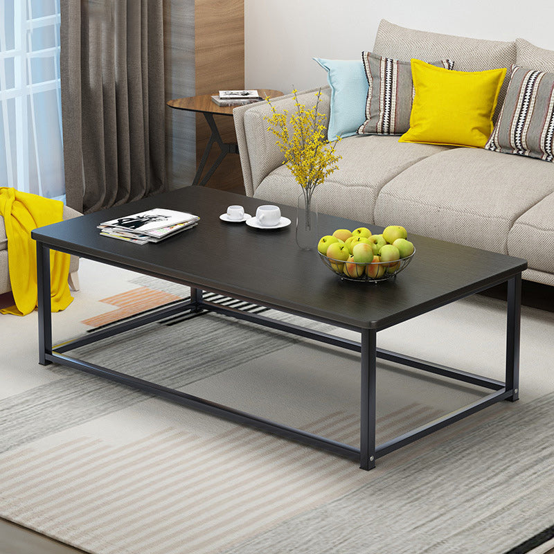 Contemporary Rectangle Coffee Table with Iron Frame Base and Wooden Top