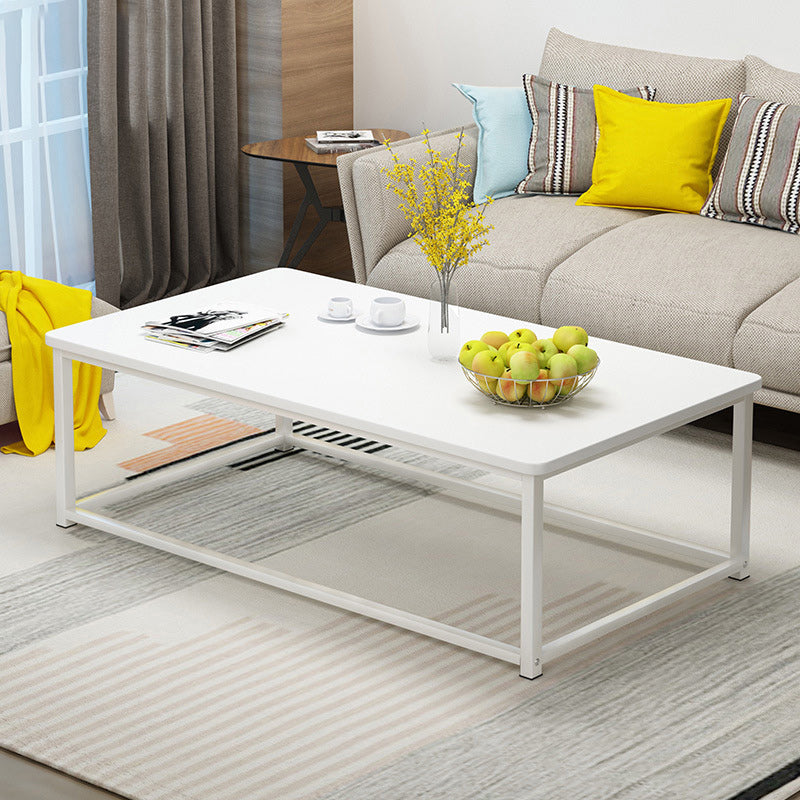 Contemporary Rectangle Coffee Table with Iron Frame Base and Wooden Top