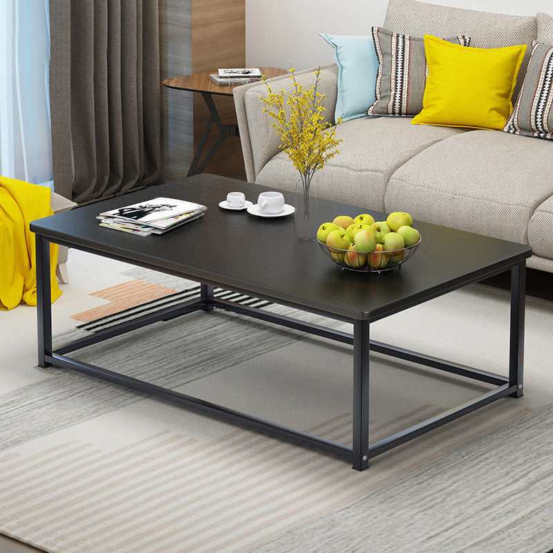 Contemporary Rectangle Coffee Table with Iron Frame Base and Wooden Top