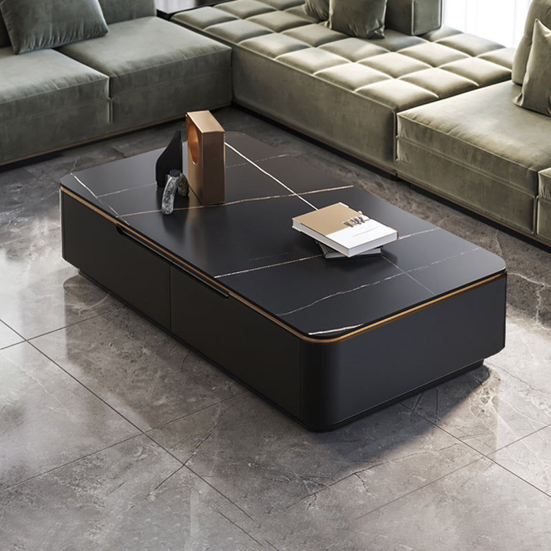 Glam Sled Coffee Table Slate Rectangular Coffee Table Set for Bedroom and Living Room