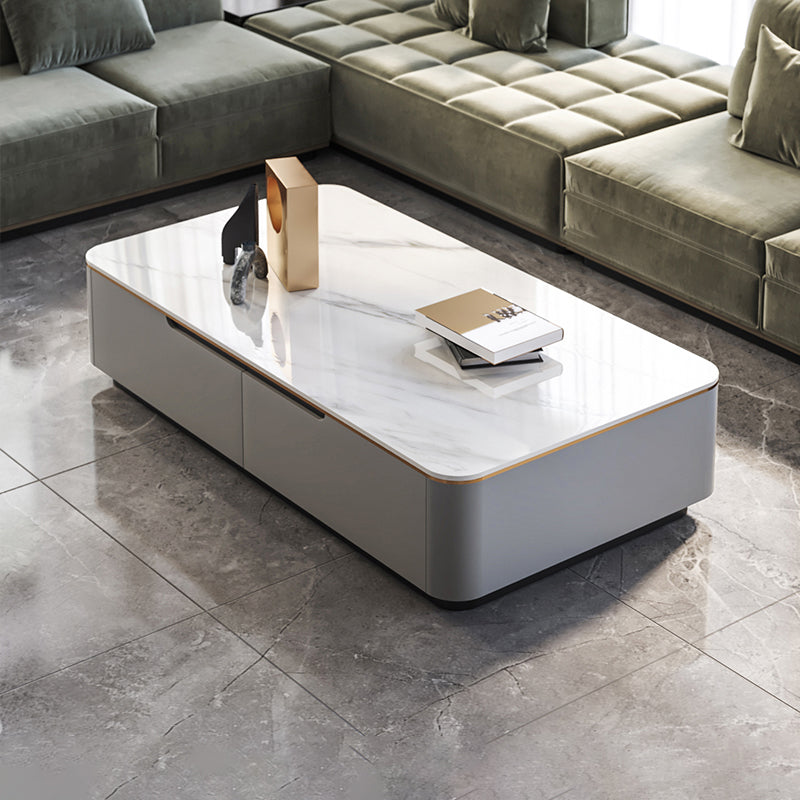 Glam Sled Coffee Table Slate Rectangular Coffee Table Set for Bedroom and Living Room