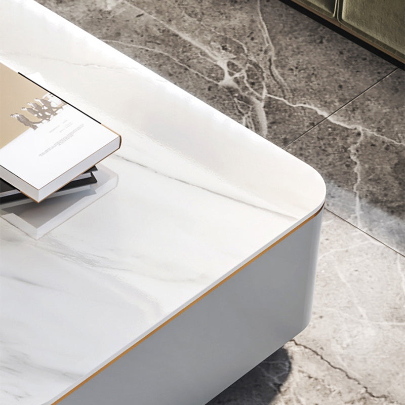 Glam Sled Coffee Table Slate Rectangular Coffee Table Set for Bedroom and Living Room