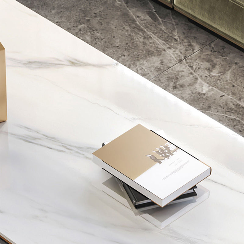 Glam Sled Coffee Table Slate Rectangular Coffee Table Set for Bedroom and Living Room