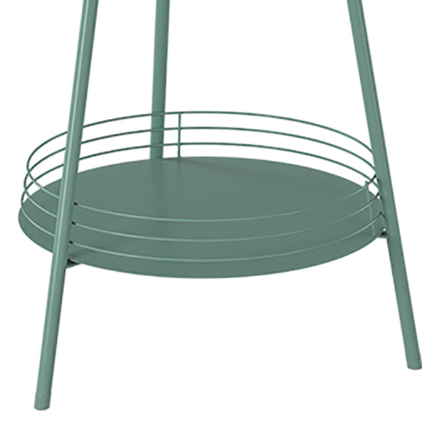 21.6" Tall Round Tray Top Side Table Mental 3 Legs End Table with Shelf