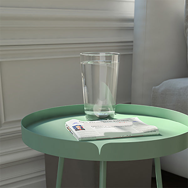 21.6" Tall Round Tray Top Side Table Mental 3 Legs End Table with Shelf