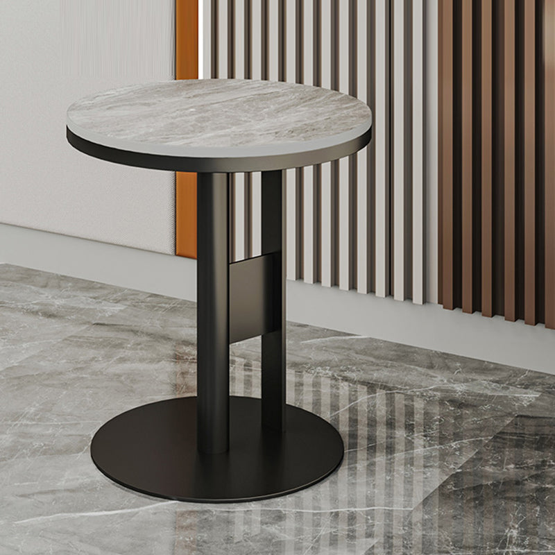 Modern Round Corner Table Slate Pedestal Side Table for Living Room