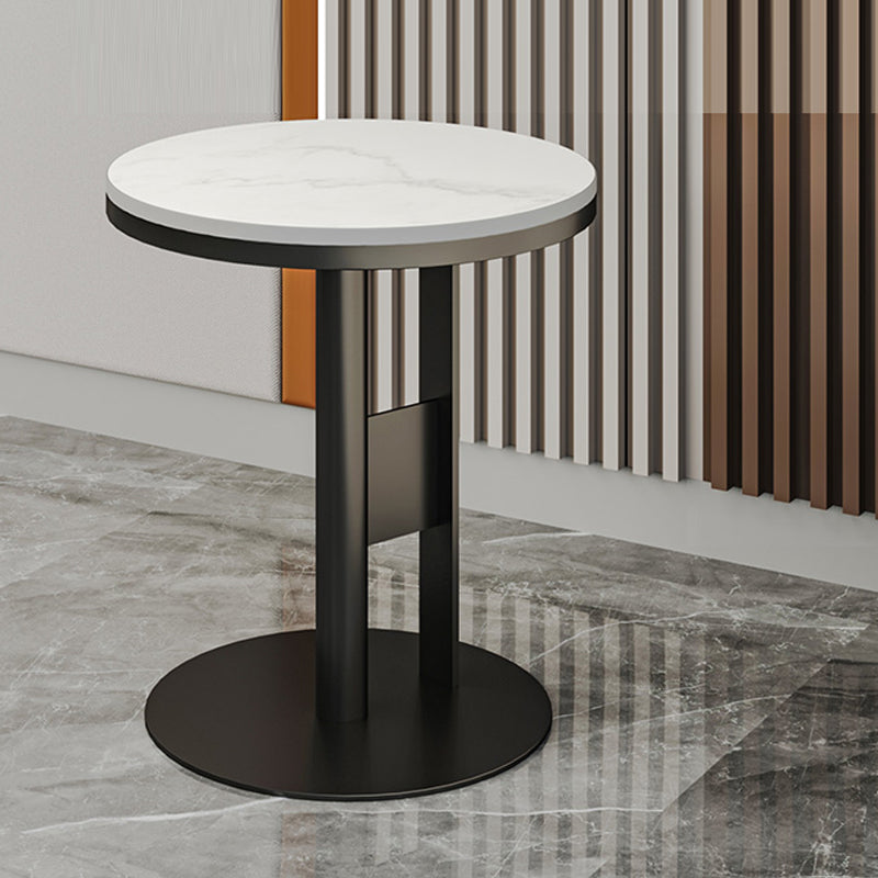 Modern Round Corner Table Slate Pedestal Side Table for Living Room