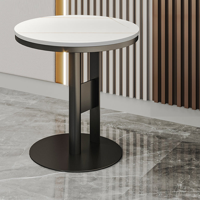 Modern Round Corner Table Slate Pedestal Side Table for Living Room
