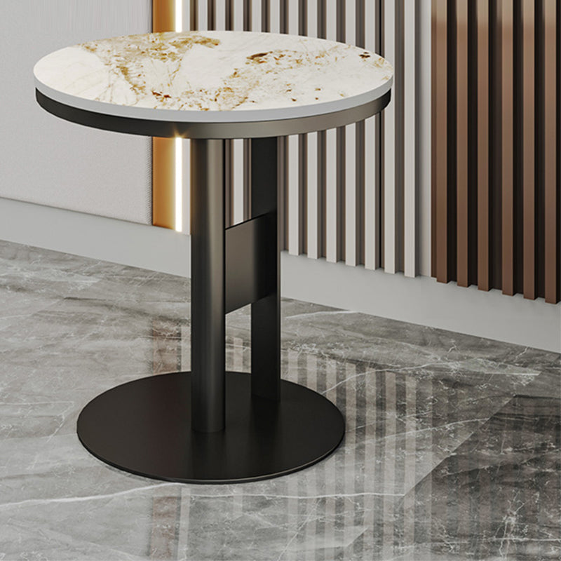 Modern Round Corner Table Slate Pedestal Side Table for Living Room