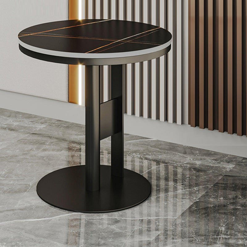 Modern Round Corner Table Slate Pedestal Side Table for Living Room
