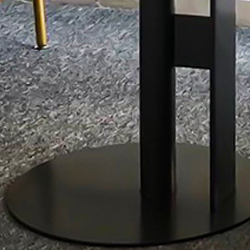 Modern Round Corner Table Slate Pedestal Side Table for Living Room