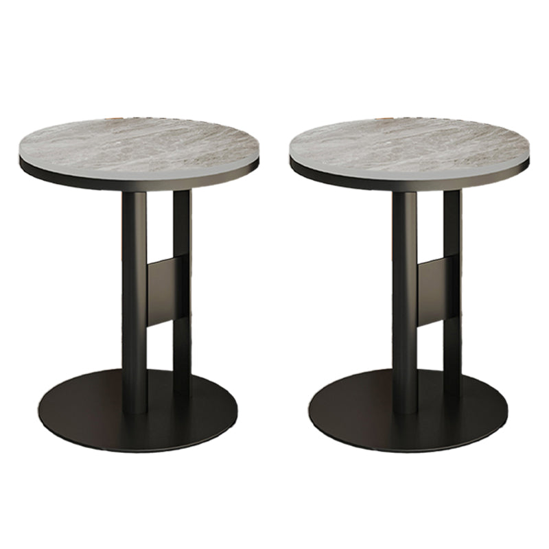 Modern Round Corner Table Slate Pedestal Side Table for Living Room