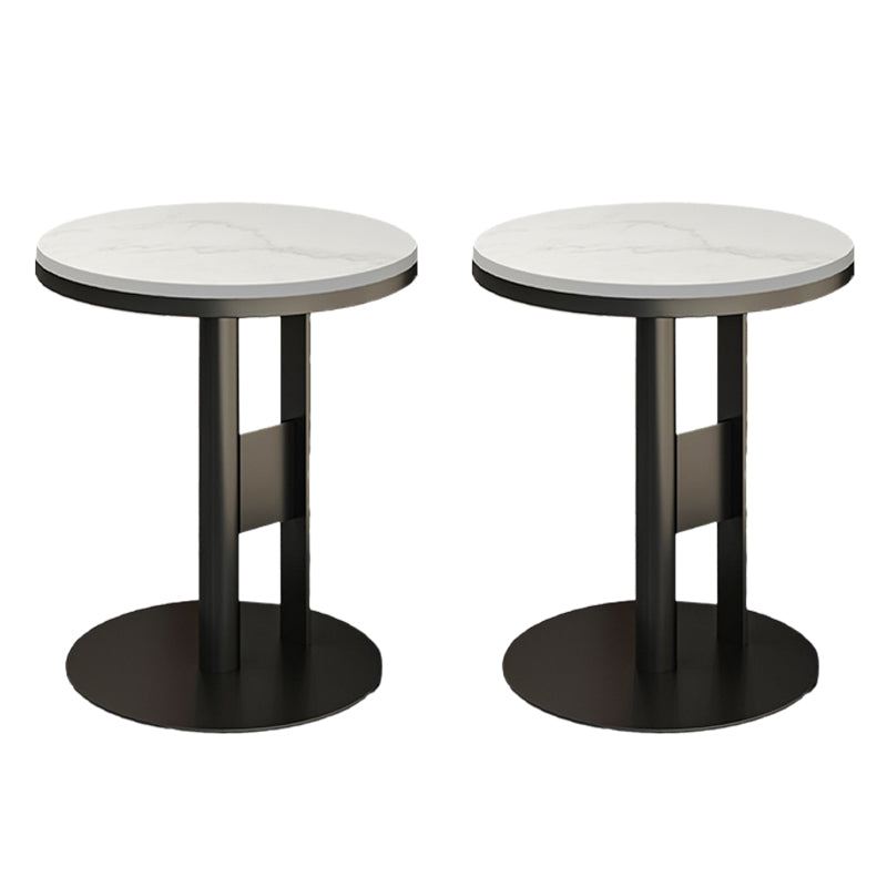 Modern Round Corner Table Slate Pedestal Side Table for Living Room