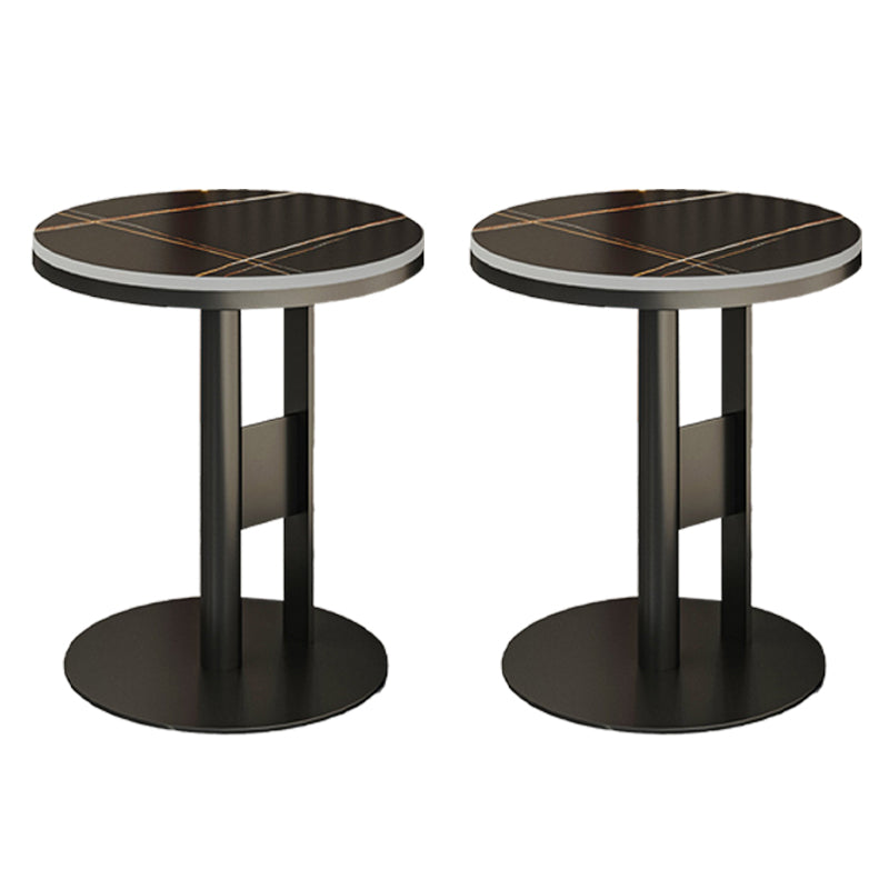 Modern Round Corner Table Slate Pedestal Side Table for Living Room