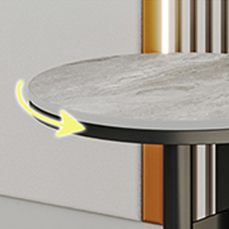 Modern Round Corner Table Slate Pedestal Side Table for Living Room