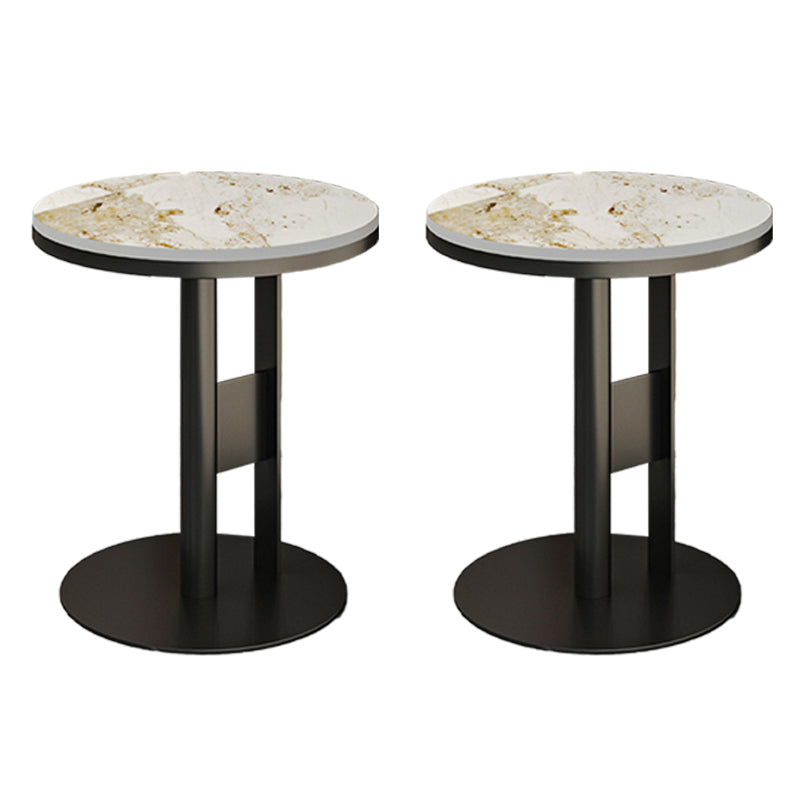 Modern Round Corner Table Slate Pedestal Side Table for Living Room