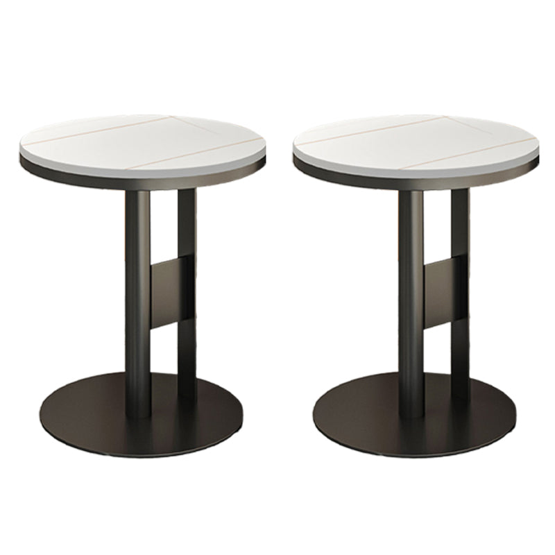 Modern Round Corner Table Slate Pedestal Side Table for Living Room
