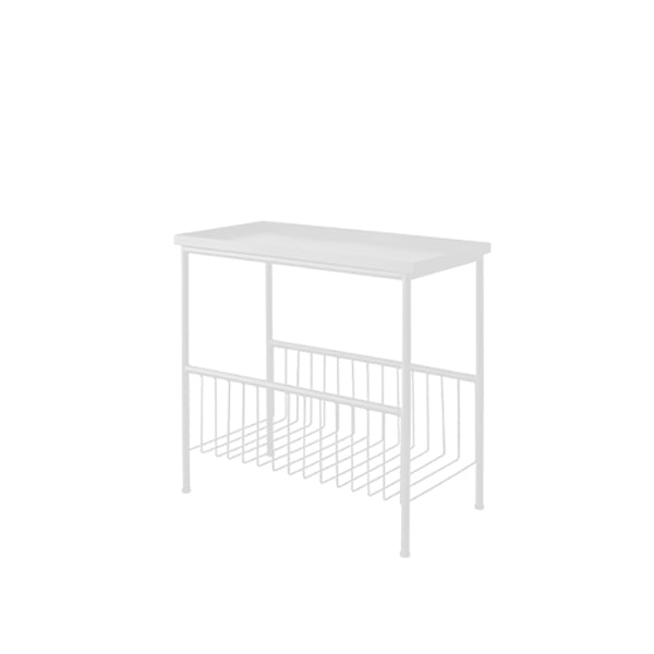 Black/white Modern Style End Table Metal Rectangular Top Side Table with Storage