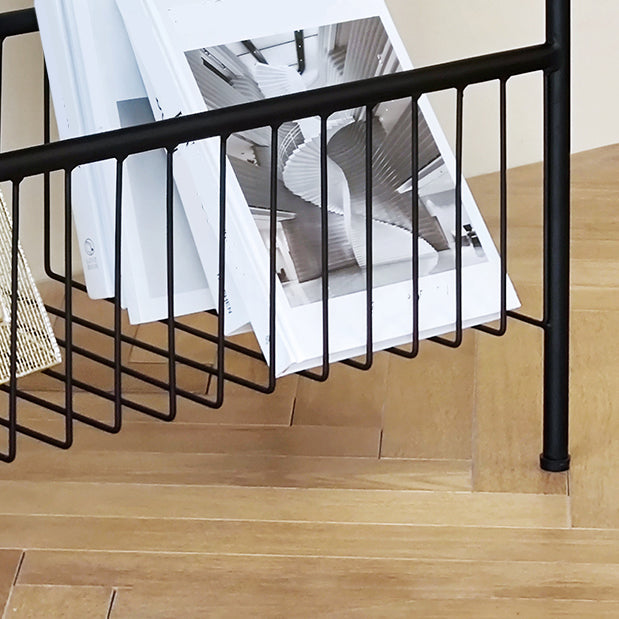 Black/white Modern Style End Table Metal Rectangular Top Side Table with Storage