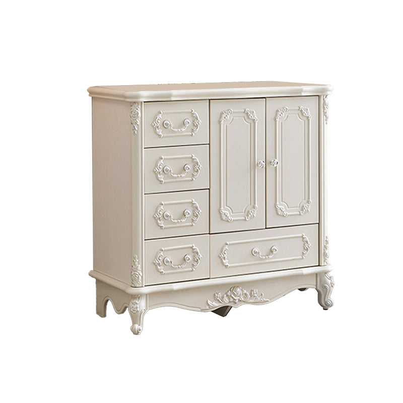 38.58"/49.21" Tall White Wooden Cabinet, Rectangle Accent Cabinet with Drawers