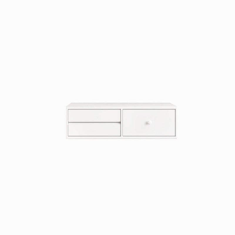 Contemporary Vanity 3 Storage Drawers Dresser with Mirror Stool in White
