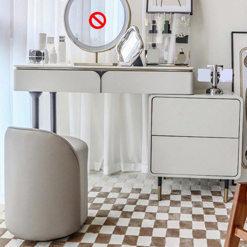 White Vanity Metal Make-up Vanity Stone Top Dressing Table Stool Set