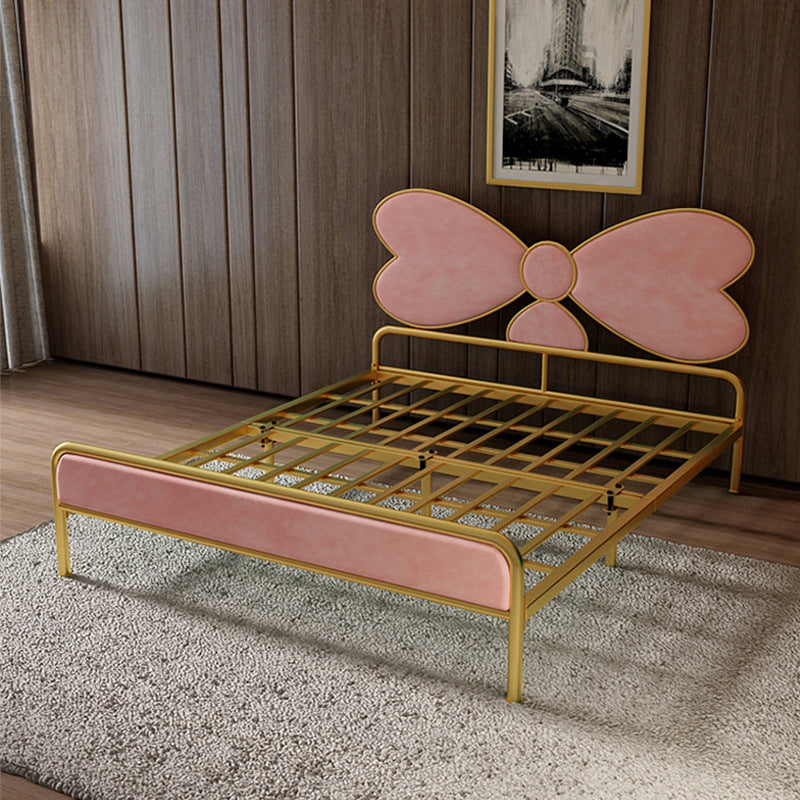 Iron Upholstered Headboard Bed with Metal Legs 43.3" High 78.74" Long