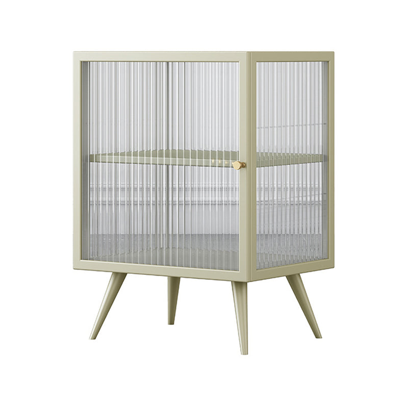 22"H Contemporary Buffet Server Glass Door Metal Frame Buffet Server for Living Room