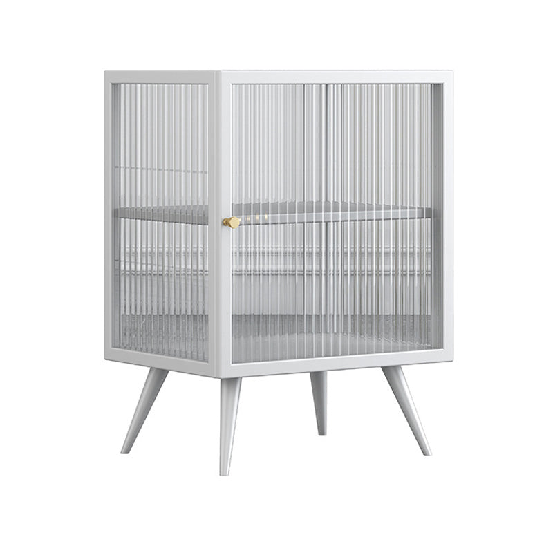 22"H Contemporary Buffet Server Glass Door Metal Frame Buffet Server for Living Room