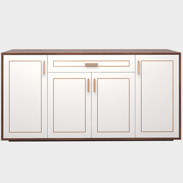 White Engineered Wood Sideboard Modern Adjustable Shelving Credenza with Drawer