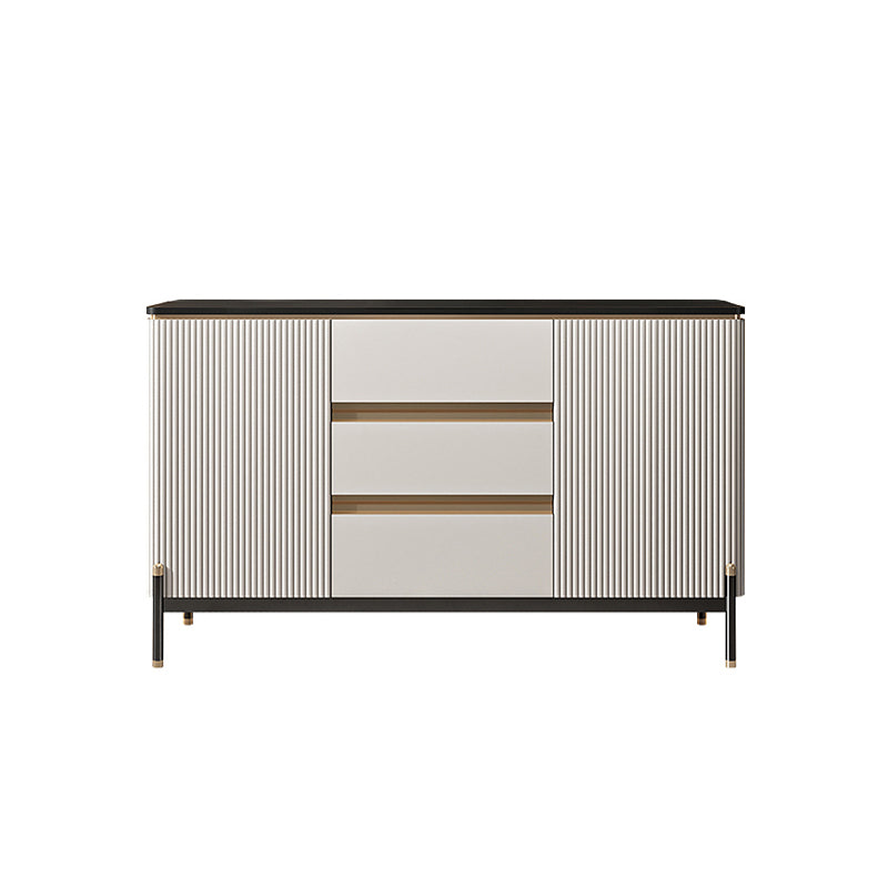 Glam Sideboard Sintered Stone Top Server with Door and Drawer