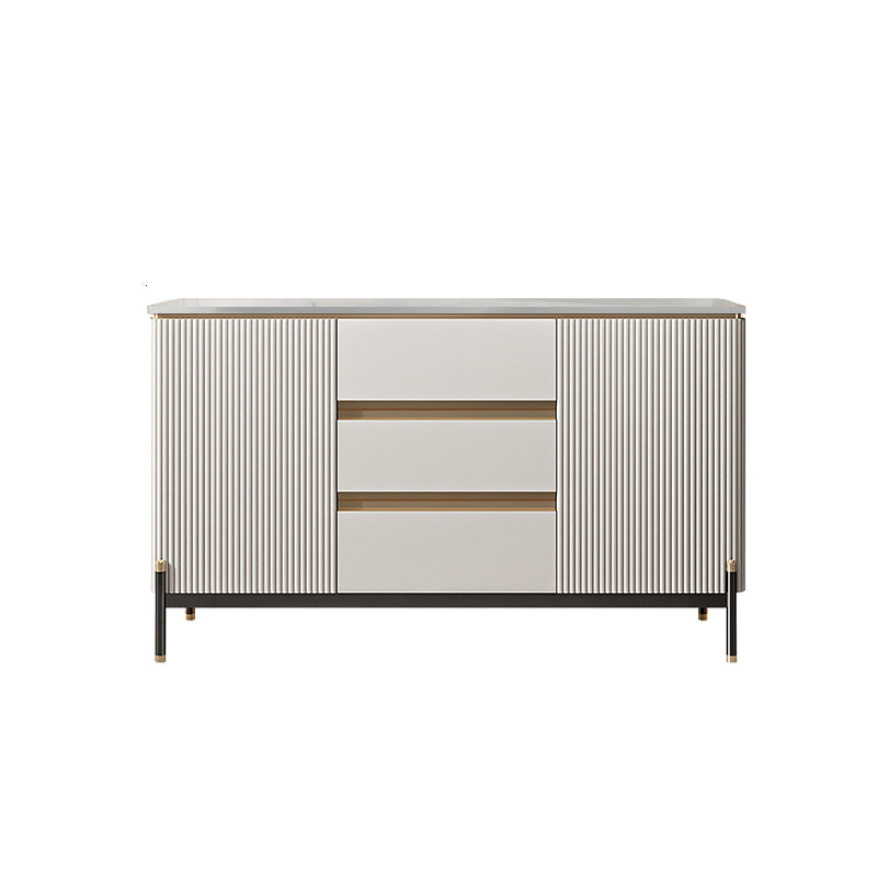 Glam Sideboard Sintered Stone Top Server with Door and Drawer